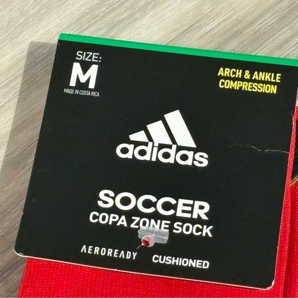 NEW! Adidas Copa Zone Cushion Soccer Sock | Adult Medium Red & Gray - Picture 2 of 5